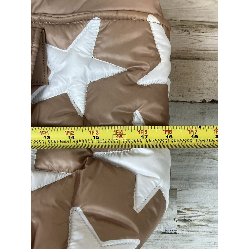 SINCERELY JULES Large Puffer Tote Bag Nude Beige White Stars Quilted Shoulder - Picture 6 of 7